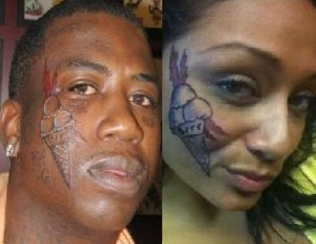 gucci tattoo on face. Ohh shit this is a Gucci fan!
